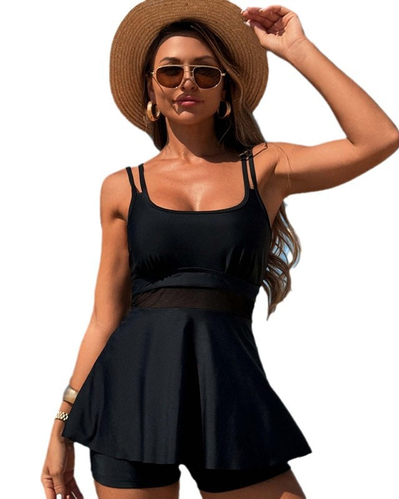 Tankini Sexy Trasparente con Inserti in Rete