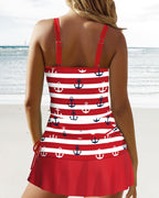 Completo bikini a fascia stampato a righe