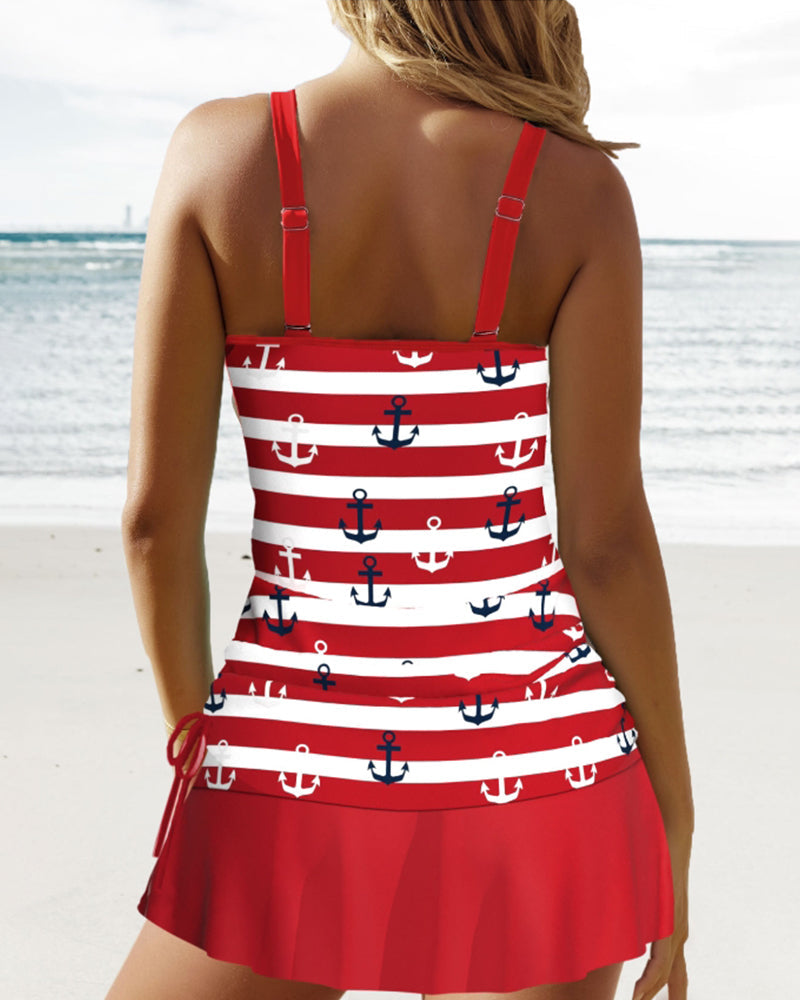 Completo bikini a fascia stampato a righe