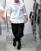 100% cotone Camicetta con colletto largo tinta unita casual