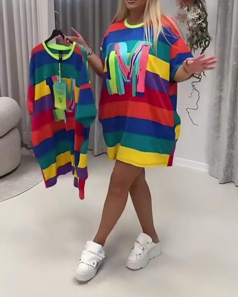 Abito Arcobaleno a Righe con Lettere