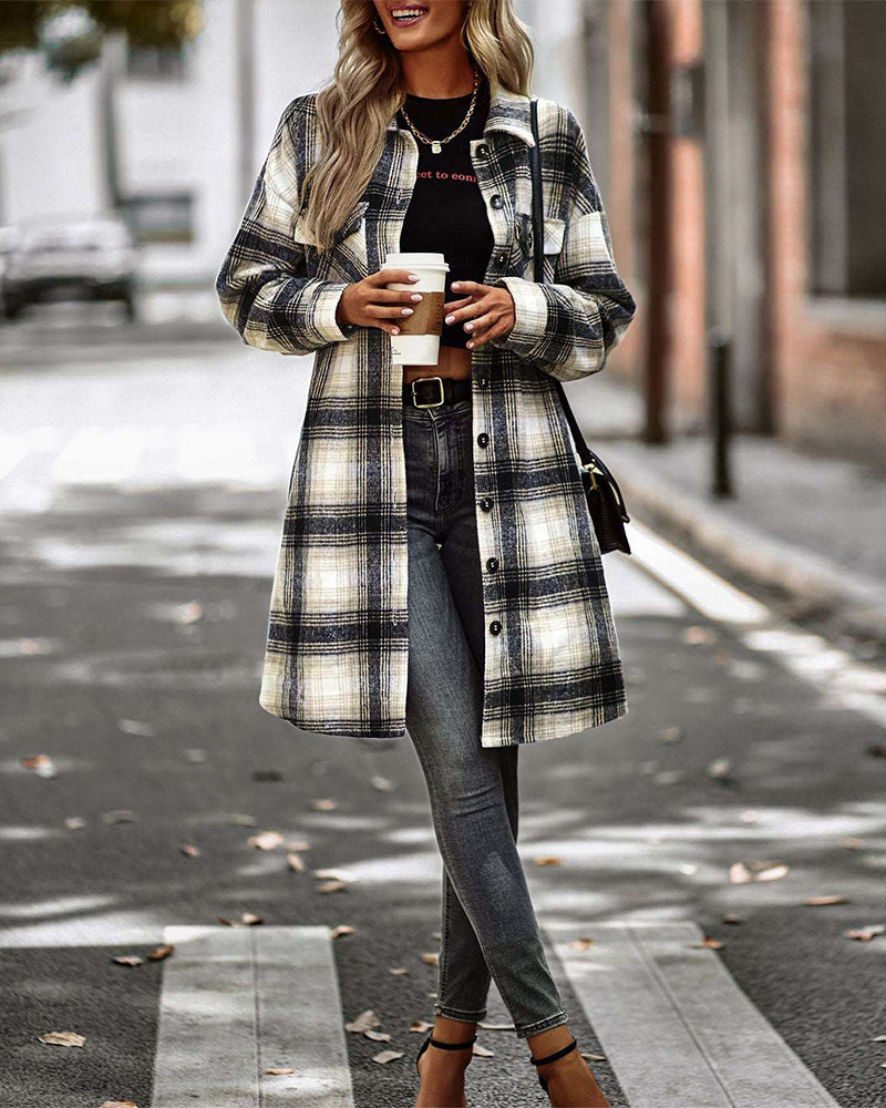 Camicia casual a quadri con taschino