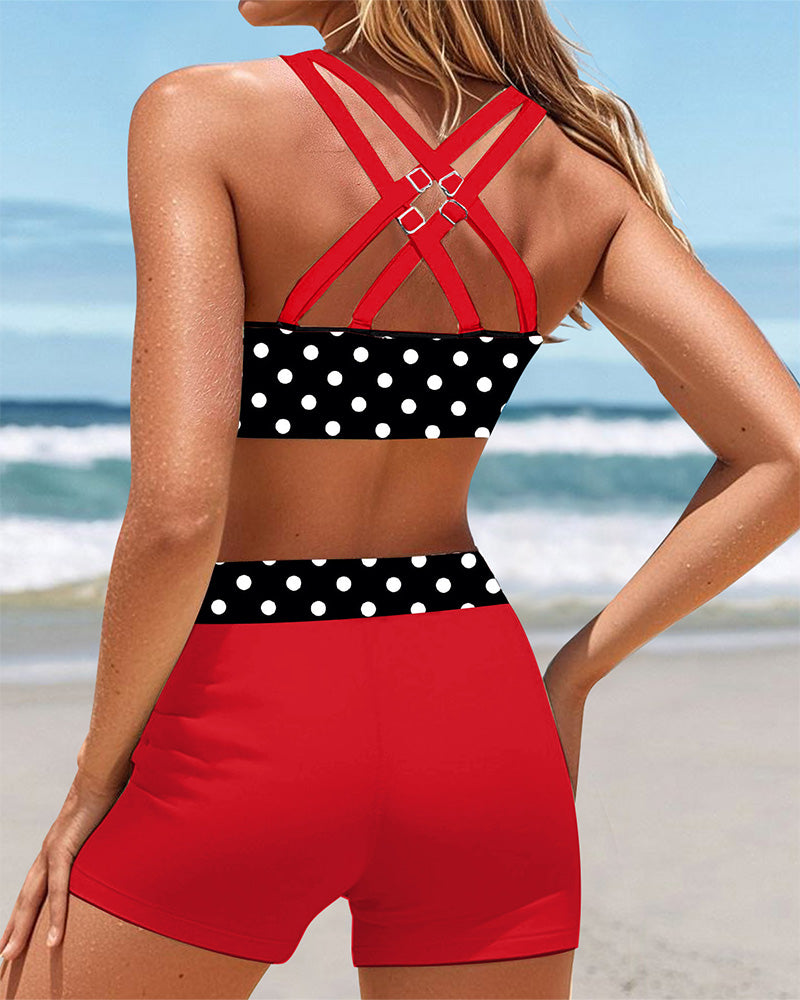 Costume da Bagno Sportivo Stampato a Pois Boxer