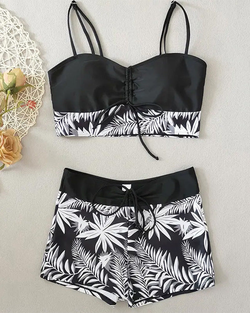 Bikini a vita alta Boyleg stampato