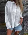 Camicia Ricamata Traforata Collo Polo Casual