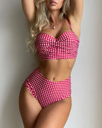 Bikini a quadri con spalline sottili