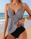 Tankini a righe verticali a due pezzi a triangolo