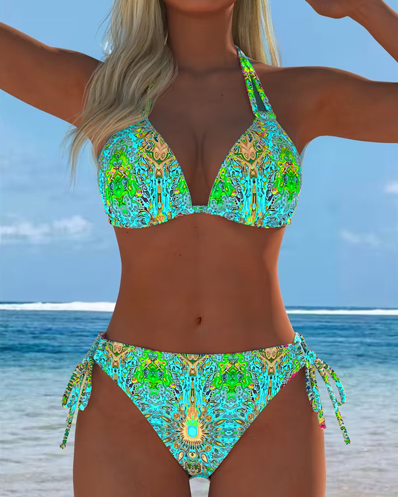 Bikini Colorato con Stampa all'Americana