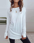 Top a maniche lunghe a tinta unita casual