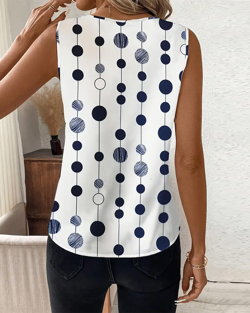 T-shirt casual a pois senza maniche