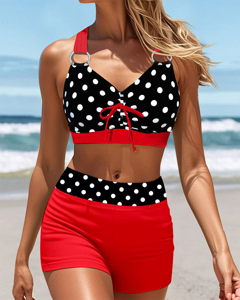 Costume da Bagno Sportivo Stampato a Pois Boxer