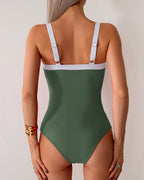 Costume da Bagno Intero Spalline Contrasto Colore