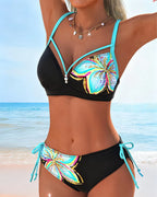 Bikini Bralette Allacciato con Stampa