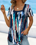 T-shirt a Maniche Corte con Scollo Ampio Stampato