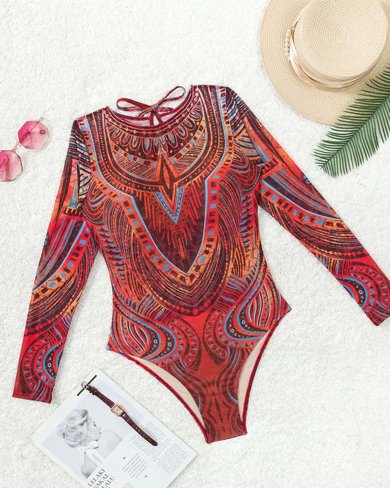 Costume da bagno intero a maniche lunghe con protezione solare