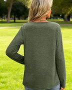 Elegante Top Scollo a V a Maniche Lunghe da Donna