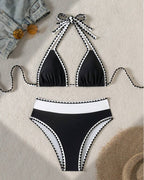 Bikini Sexy Triangolo Spaccato Colore a Contrasto