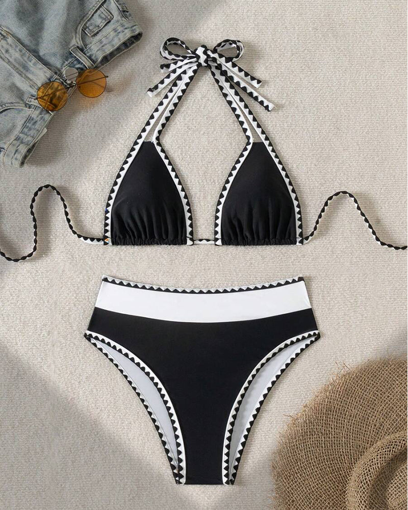 Bikini Sexy Triangolo Spaccato Colore a Contrasto