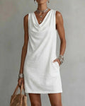 Vestito Scollo Alto Senza Maniche