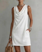 Vestito Scollo Alto Senza Maniche