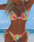 Costume da Bagno Bikini Due Pezzi Sexy Annodato con Stampa