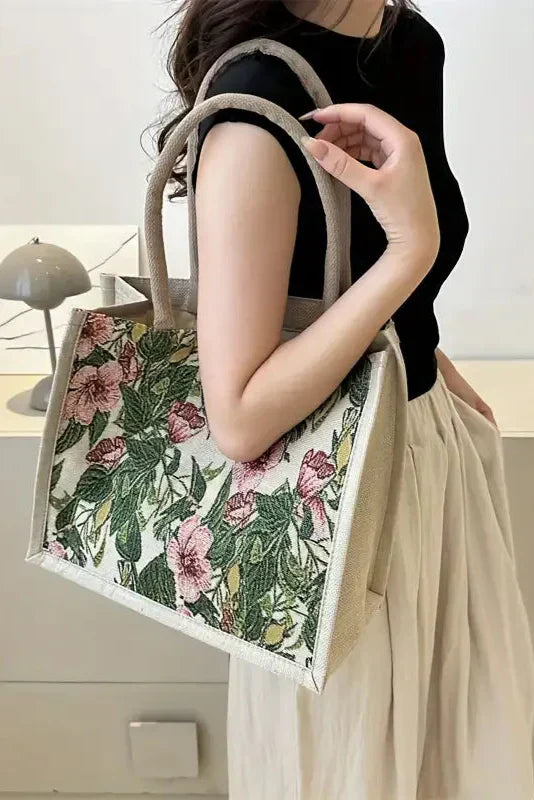Borsa in iuta Taila con stampa floreale e design ecologico