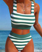 Bikini Cami Rayé Due Pezzi Color Block