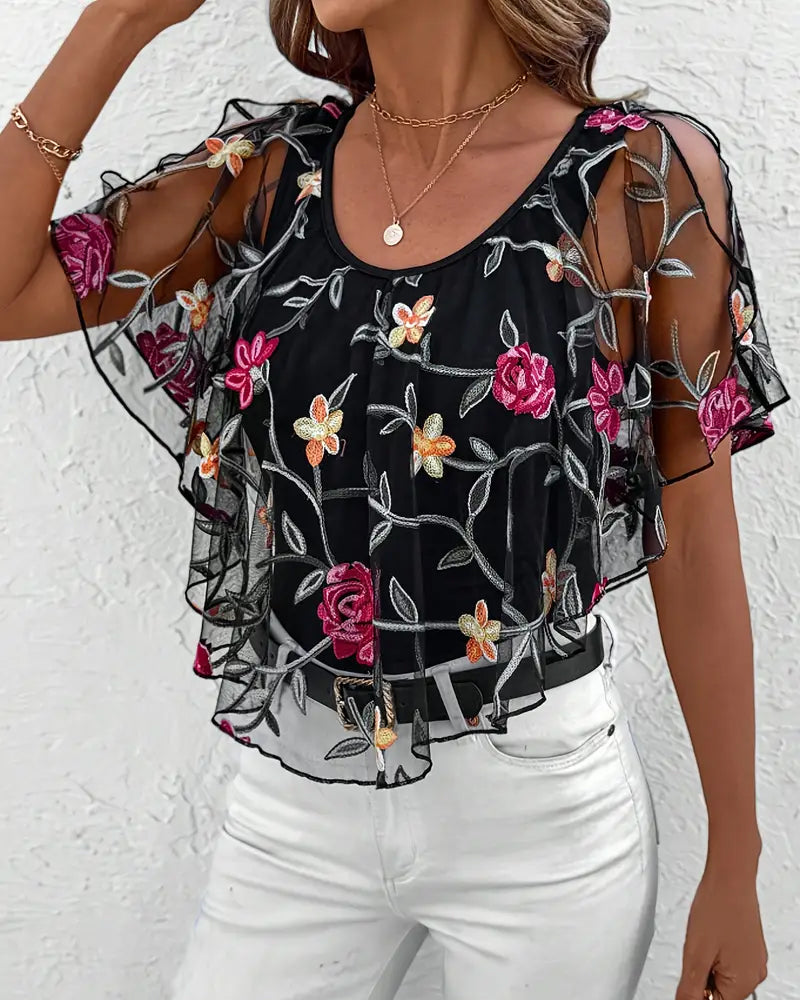 Blusa Ricamata Maglia Robusta