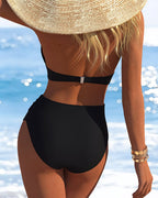 Bikini con doppio laccio e allacciatura al collo firmato