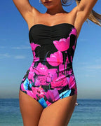 Costume Da Bagno Intero Con Stampa Floreale A Fascia