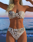 Costume da bagno sexy due pezzi con stampa leopardata