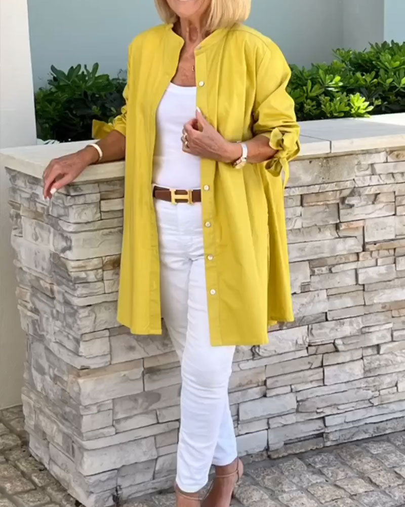 Camicia a maniche lunghe tinta unita casual