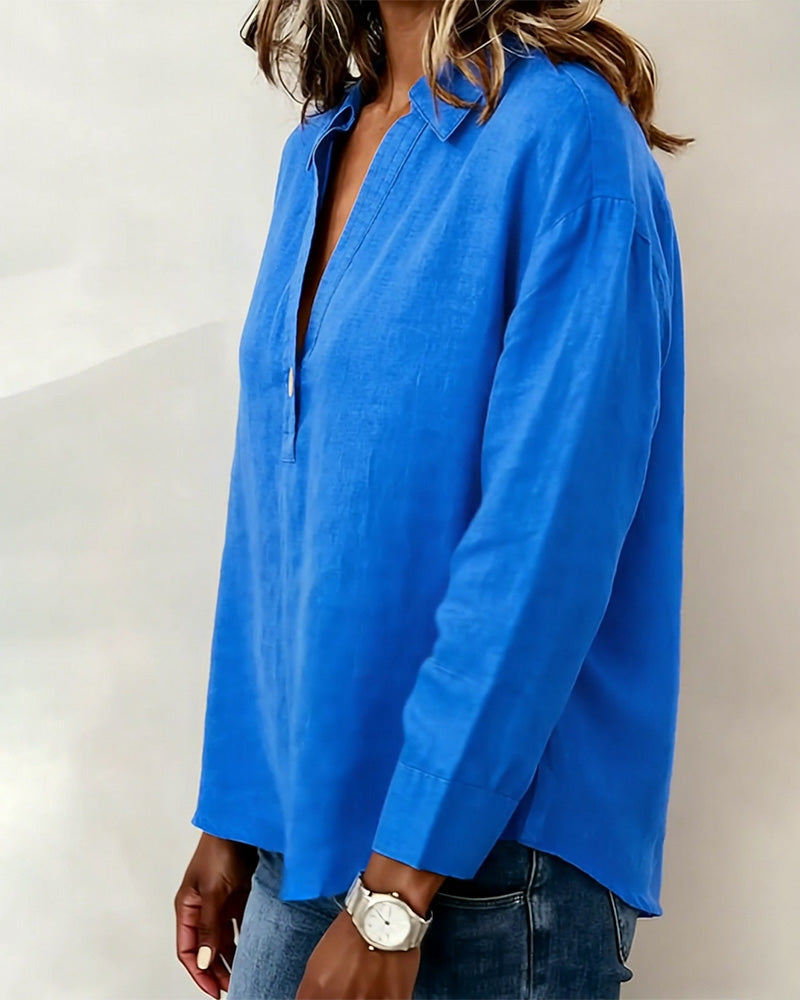 Camicia a maniche lunghe tinta unita con bottoni