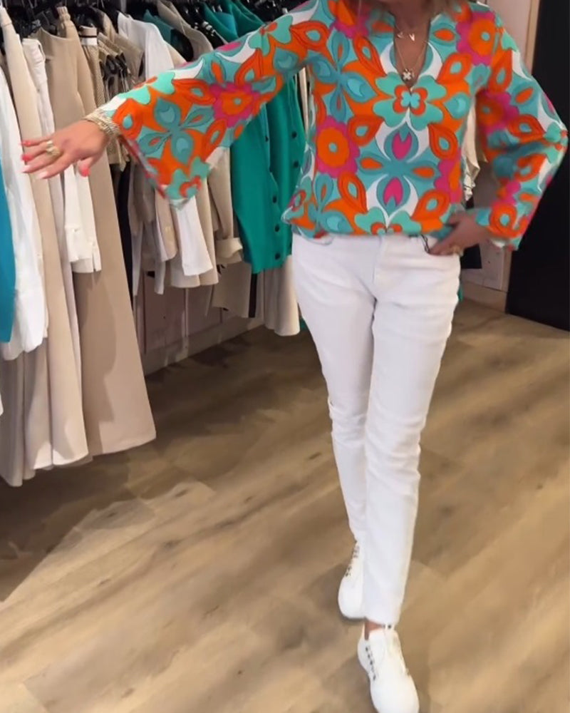 Blusa stampata ampia e versatile