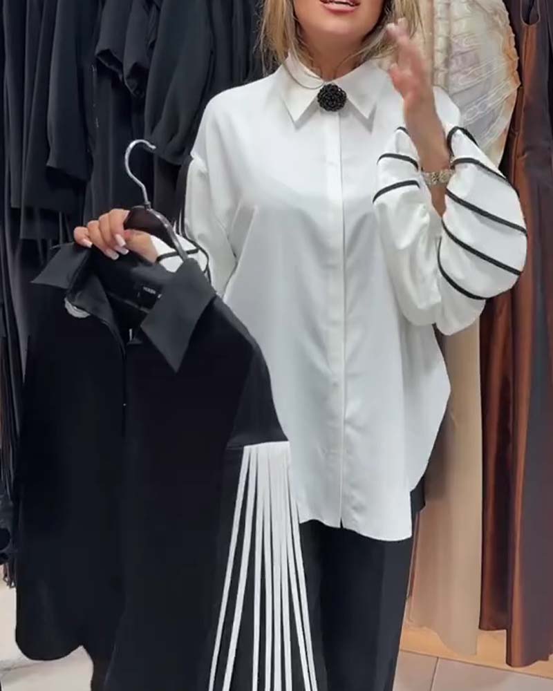Camicia in contrasto a maniche lunghe