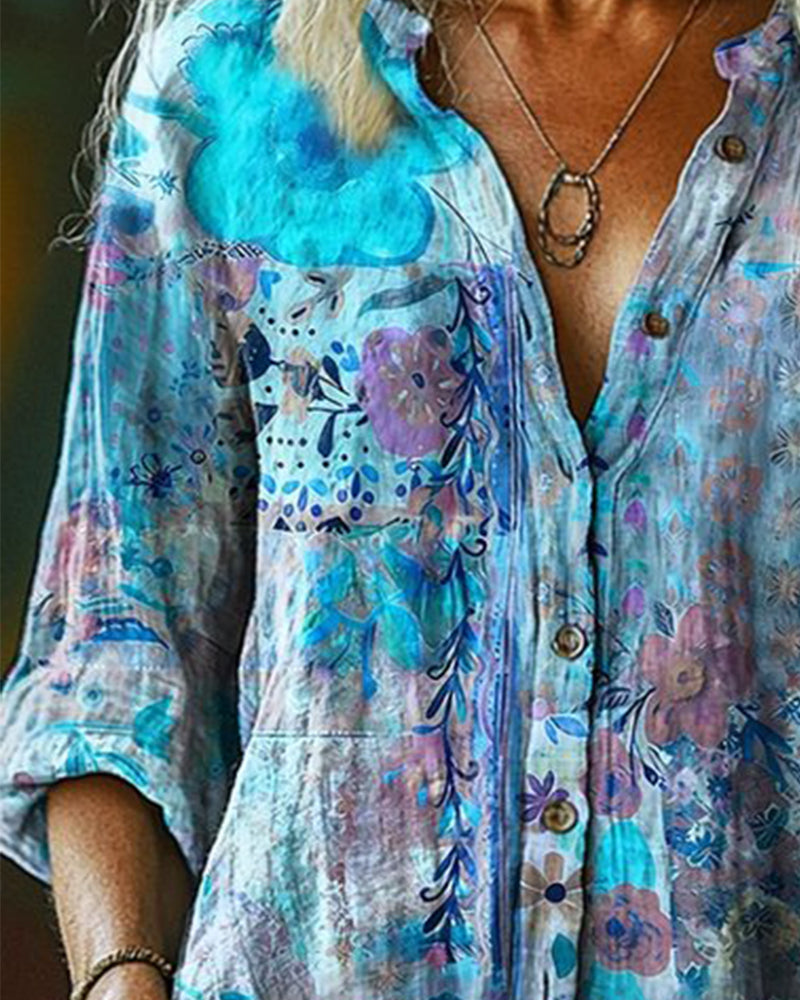 Camicia Artistica Stampa Floreale