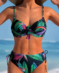 Costume da bagno stampato con spalline reggiseno a triangolo