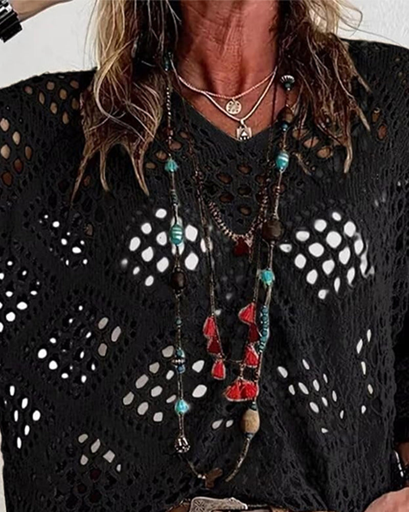 Maglia Fantasia Rombi Traforati Ampia