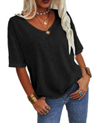 Top Donna Maniche Corte Scollo a V