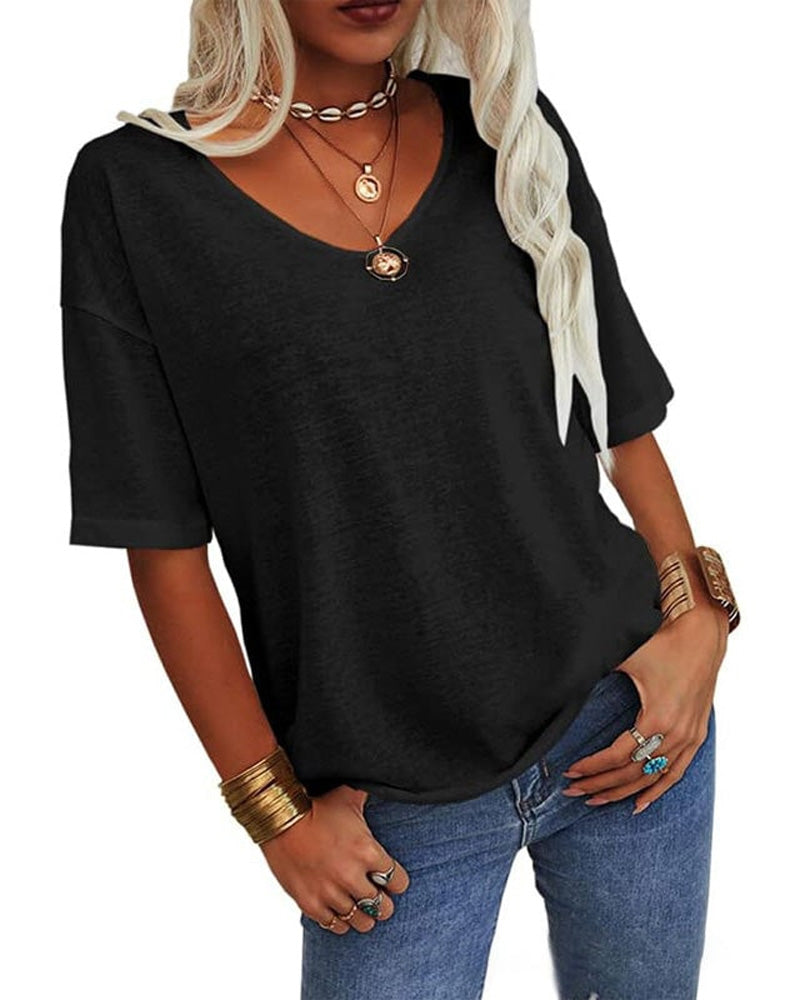 Top Donna Maniche Corte Scollo a V