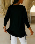 Top Bicolore Con Paillettes Effetto Due In Uno