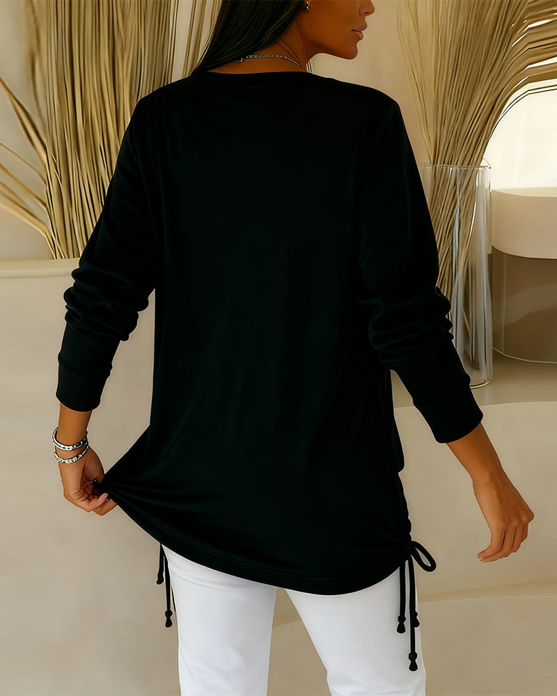 Top Bicolore Con Paillettes Effetto Due In Uno