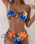 Bikini Bralette Stampa Floreale Leopardata