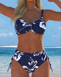 Bikini due pezzi a collo alto con stampa fantasia
