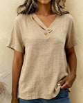 T-shirt con scollo a V gonfio