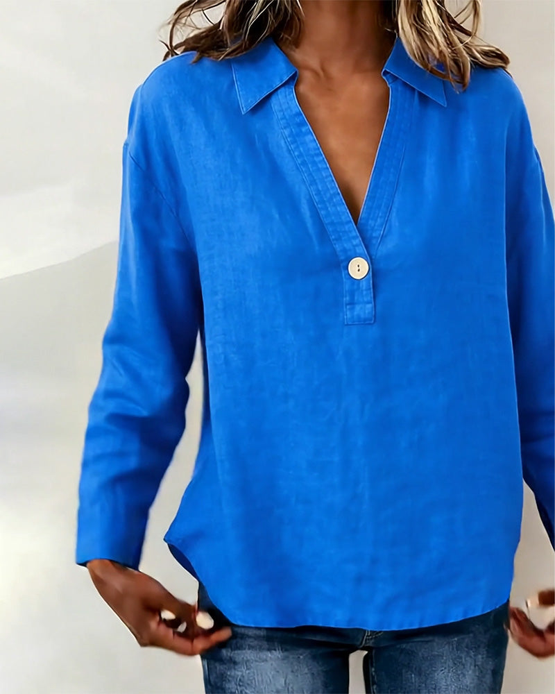 Camicia a maniche lunghe tinta unita con bottoni