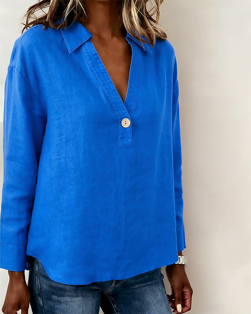 Camicia a maniche lunghe tinta unita con bottoni