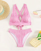 Bikini sexy a V profondo tinta unita