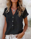 Camicia tinta unita a maniche corte abbottonata