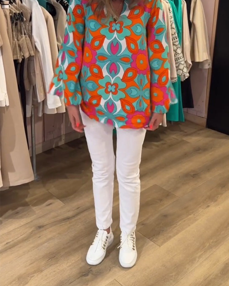Blusa stampata ampia e versatile